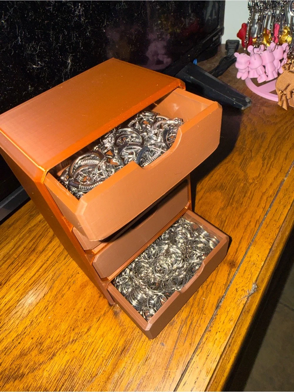 Compact 4-Drawer Copper Organizer Tray